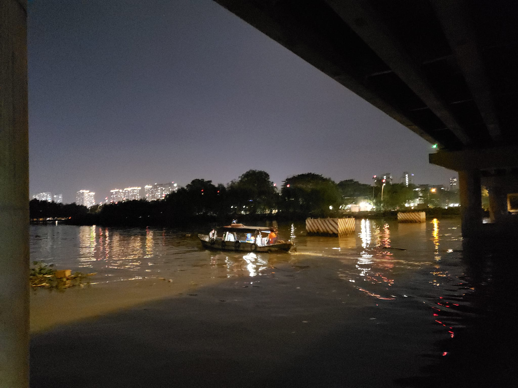 Thả cá phóng sinh vào ban đêm trên sông Sài Gòn